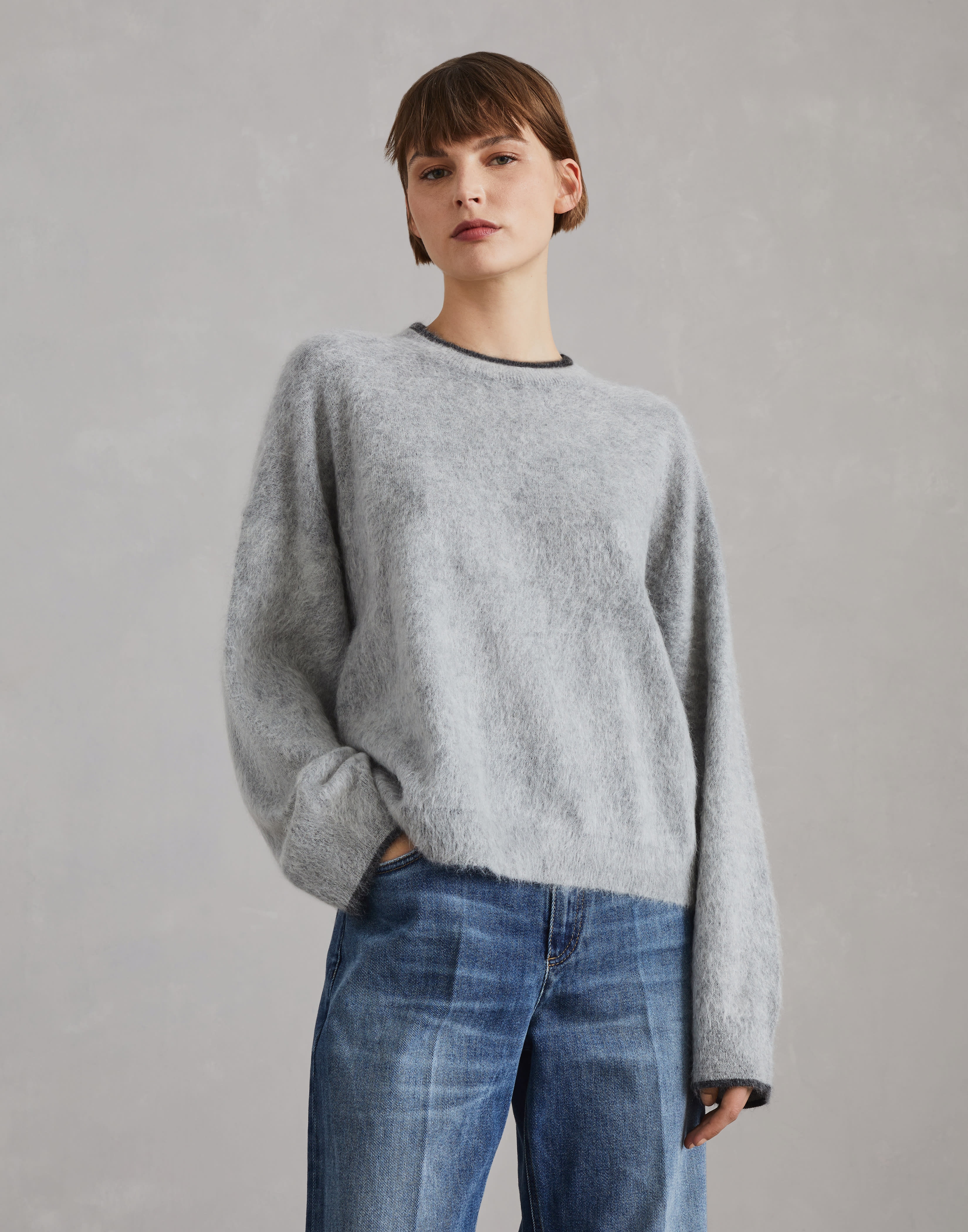 Mohair, wool, cashmere and silk sweater with monili - 1