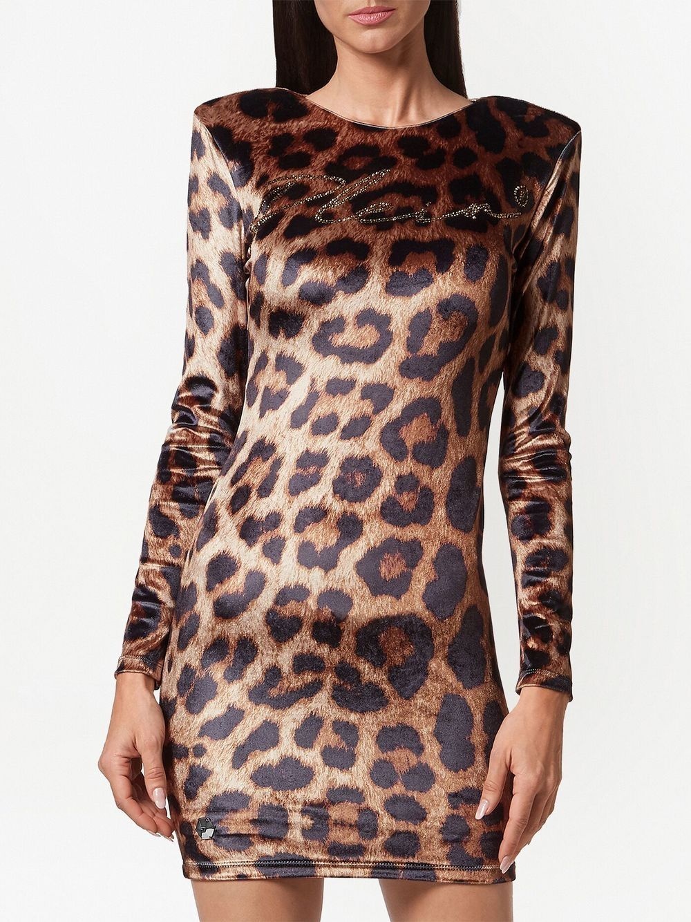 leopard-print cut-out mini dress - 3