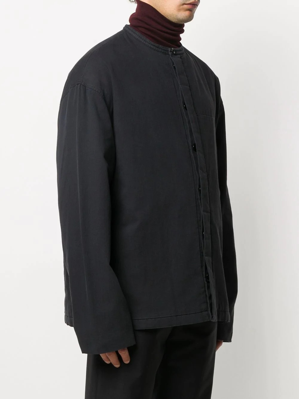 collarless single-breasted jacket - 3