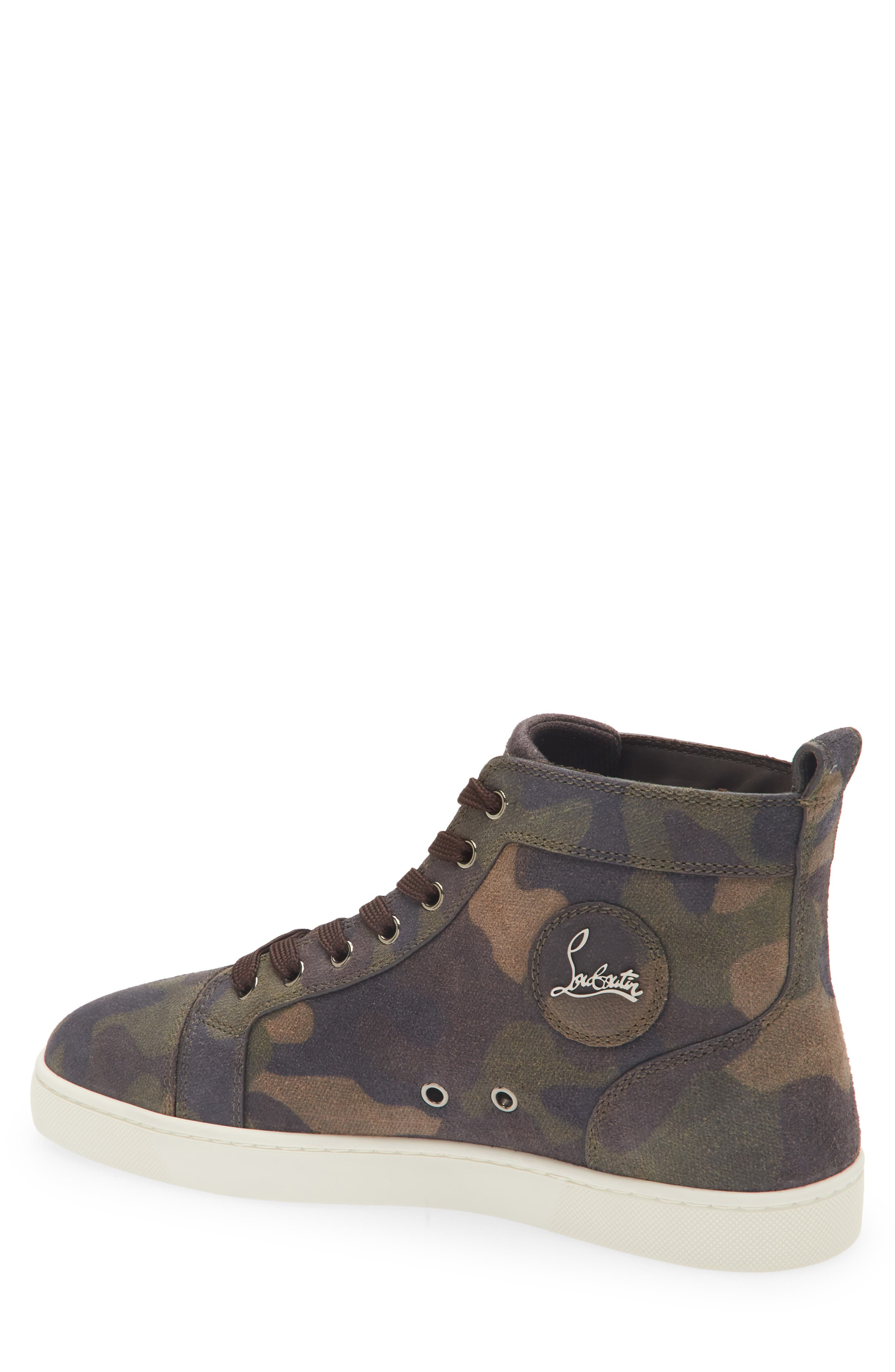 Christian Louboutin Louis Crosta Camouflage High Top Sneaker in Cafe/Green at Nordstrom - 2