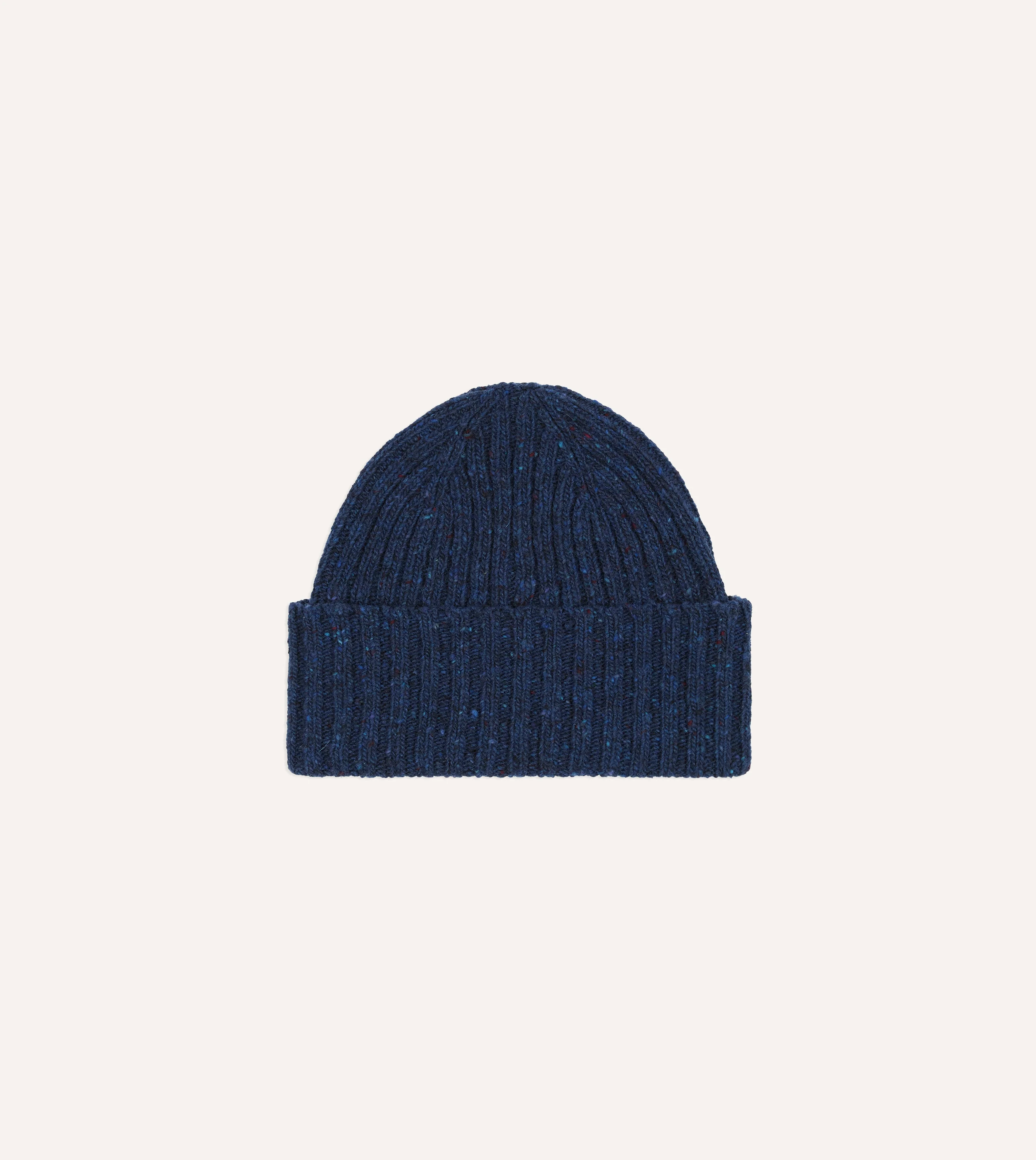 Blue Ribbed Merino Donegal Knit Cap - 1