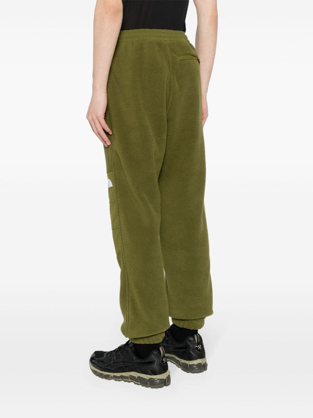 logo-embroidered fleece-panel trousers - 4