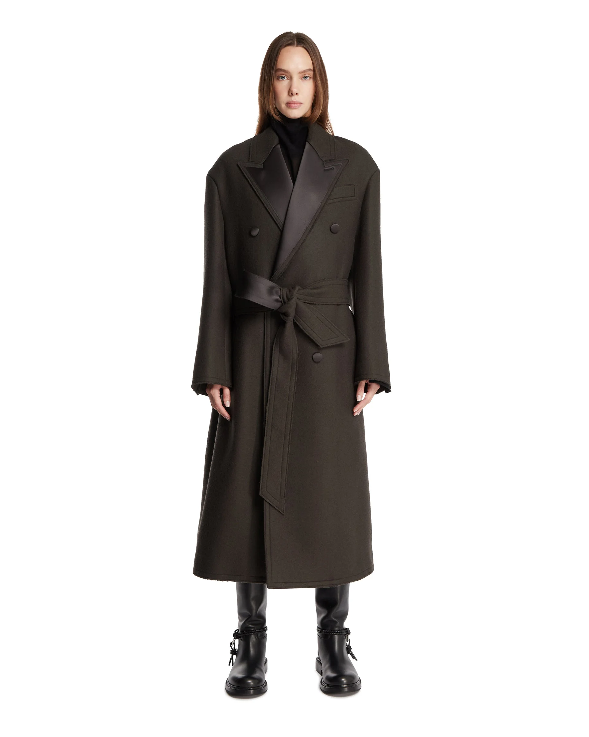 Green Shiny Lapel Coat - 1