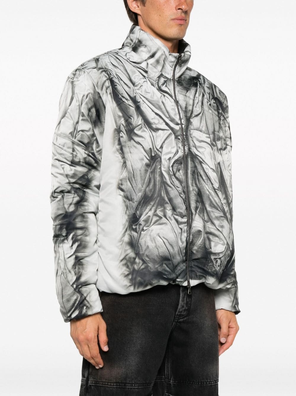 Compact-print high-neck jacket - 4