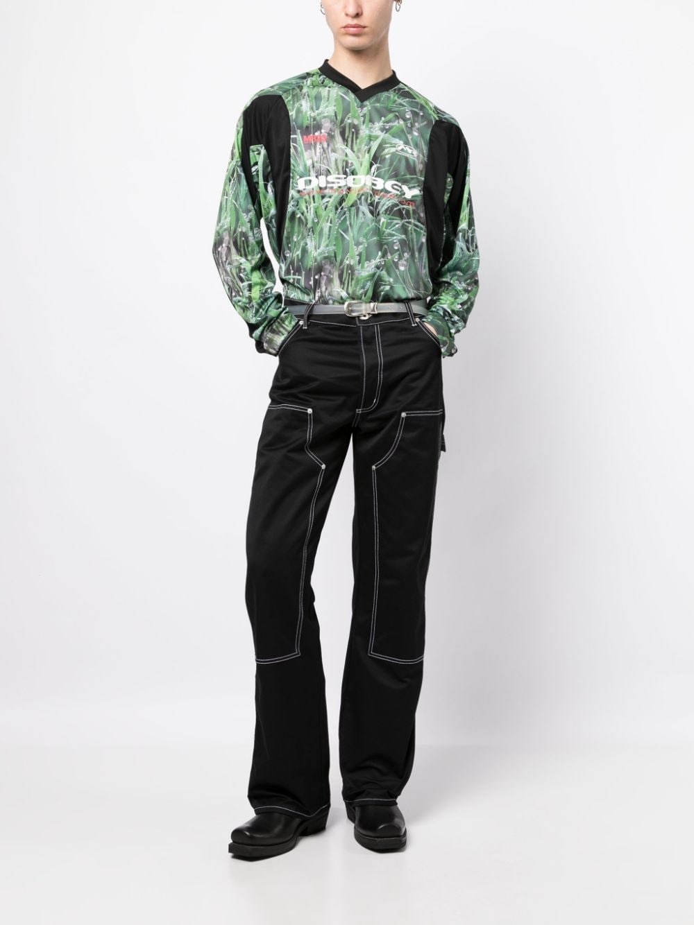 panelled long-sleeved top - 2