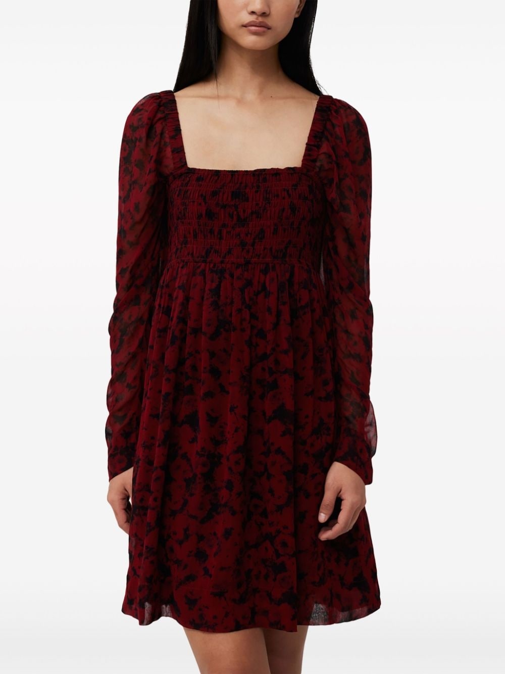 square-neck georgette minidress - 5