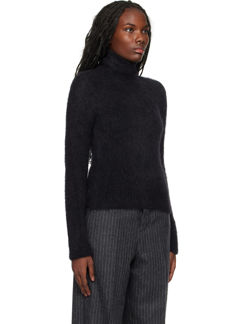 Black Alpaca Mohair Brushed Turtleneck 2