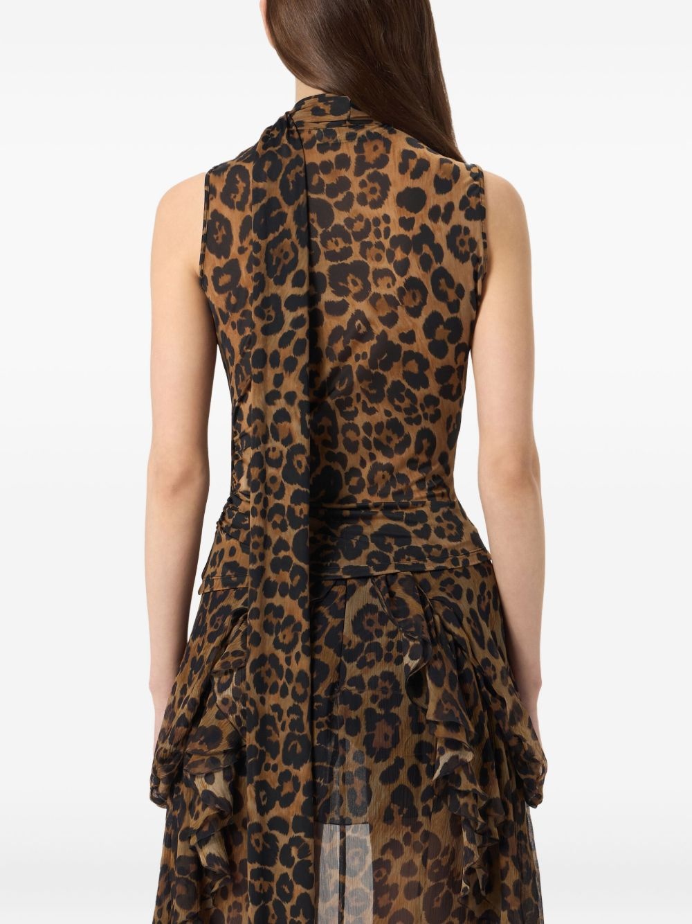 leopard-print draped top - 5