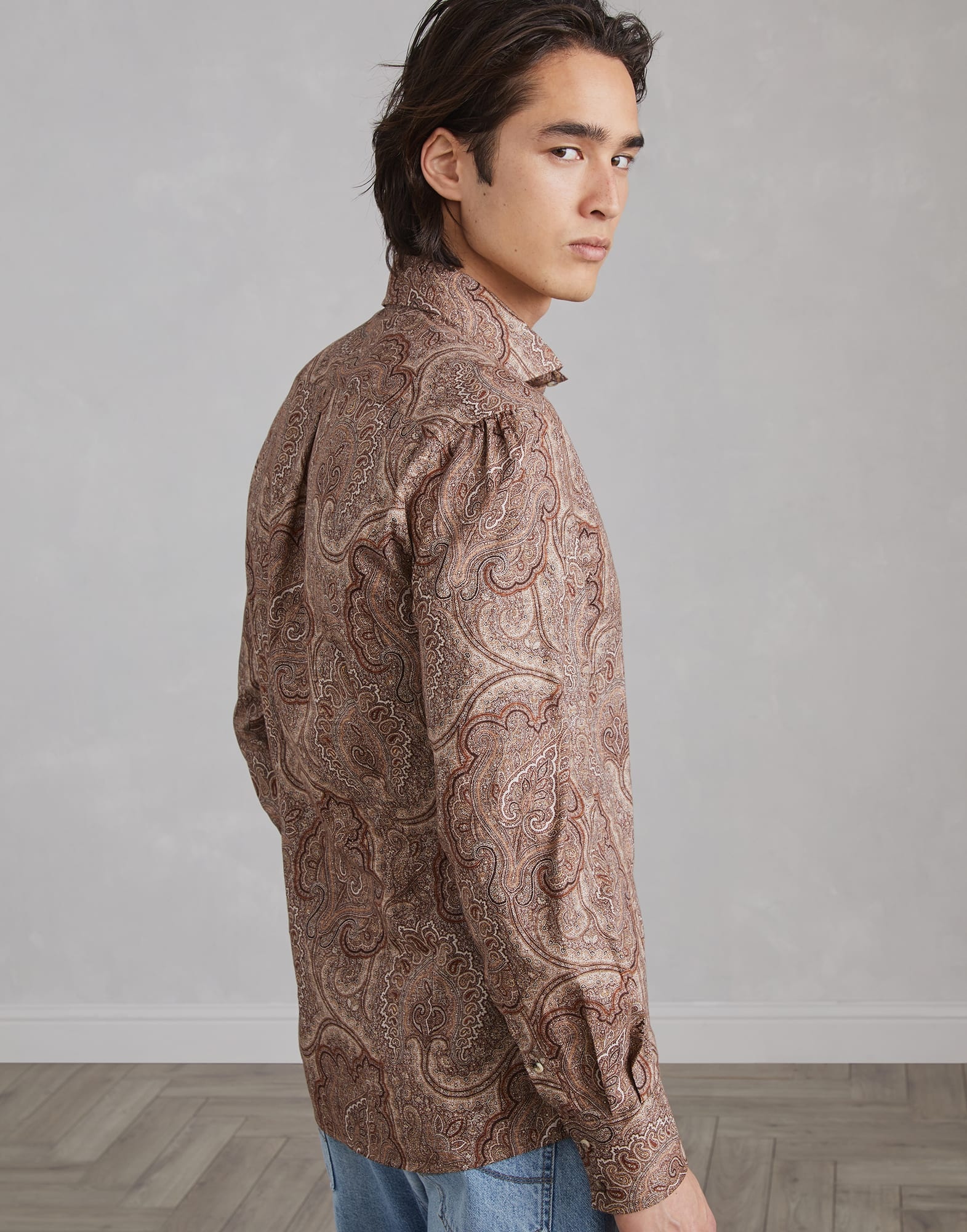 Paisley slim fit shirt with spread collar - 2