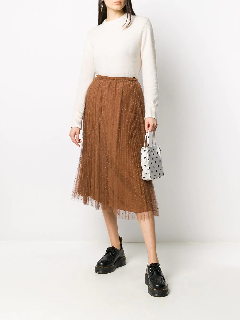 point d'esprit pleated skirt - 2