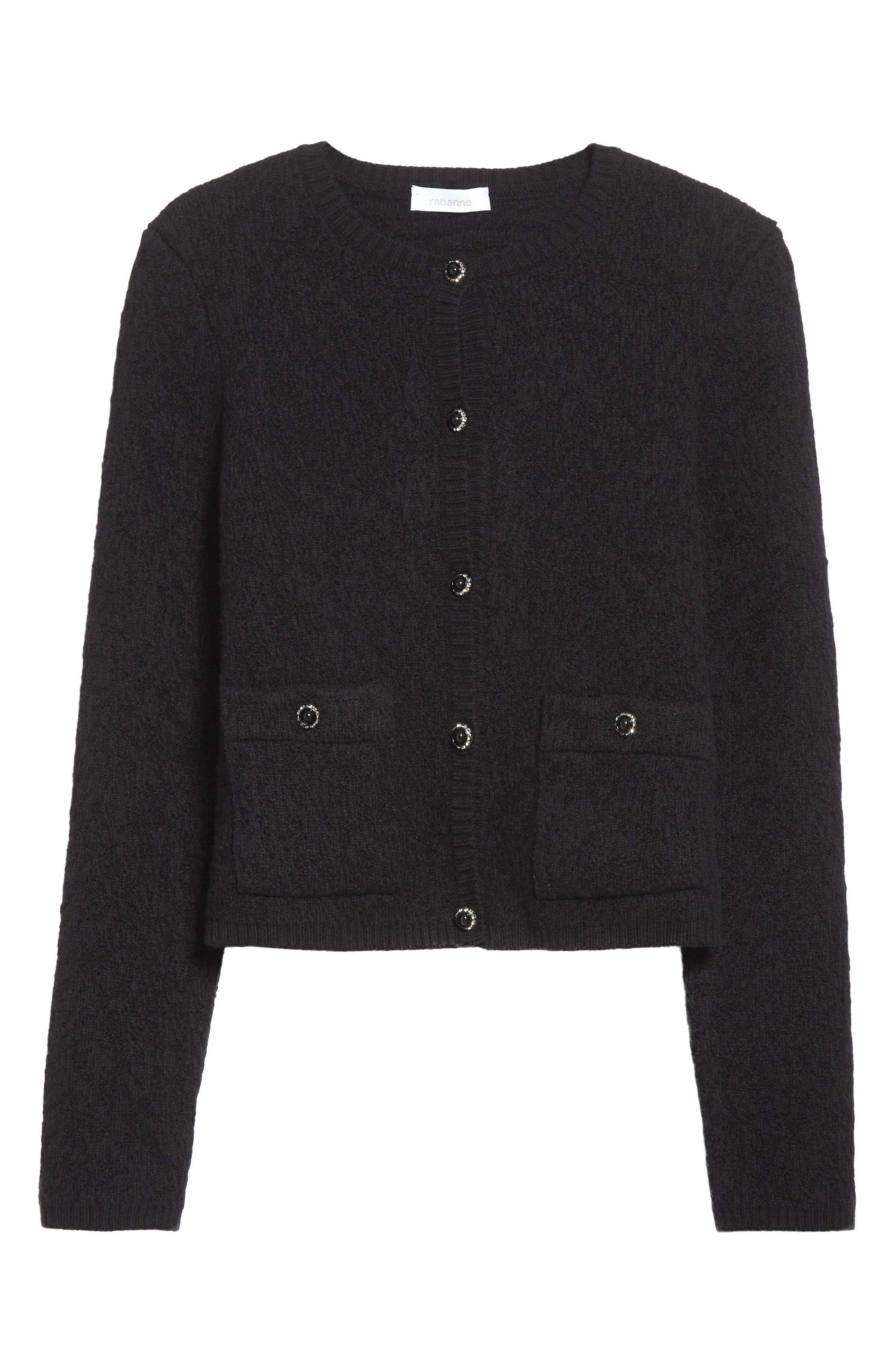 Rabanne Wool Blend Cardigan in Black at Nordstrom - 6