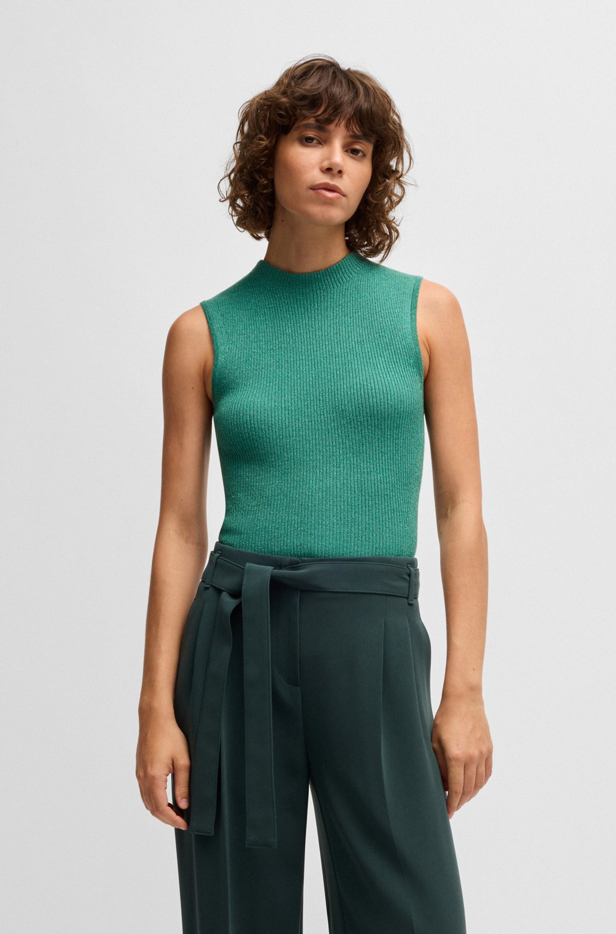 SLEEVELESS RIBBED TOP WITH SPARKLE EFFECT - 2