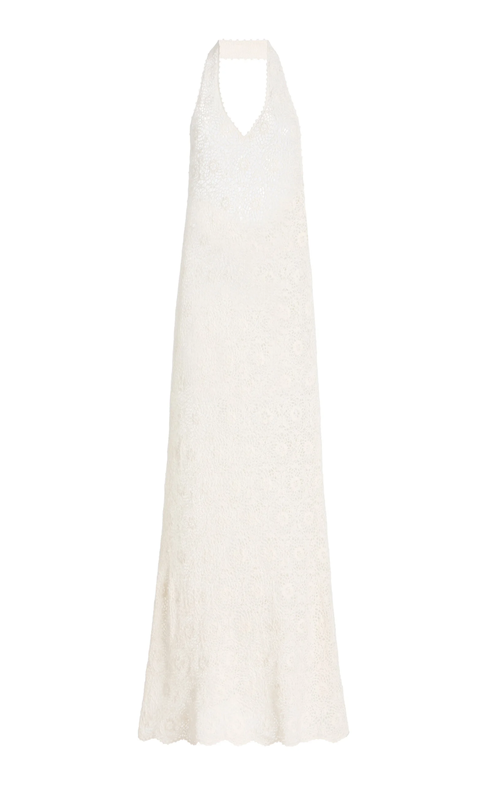 Eddie Crocheted Cotton Maxi Halter Dress ivory - 1