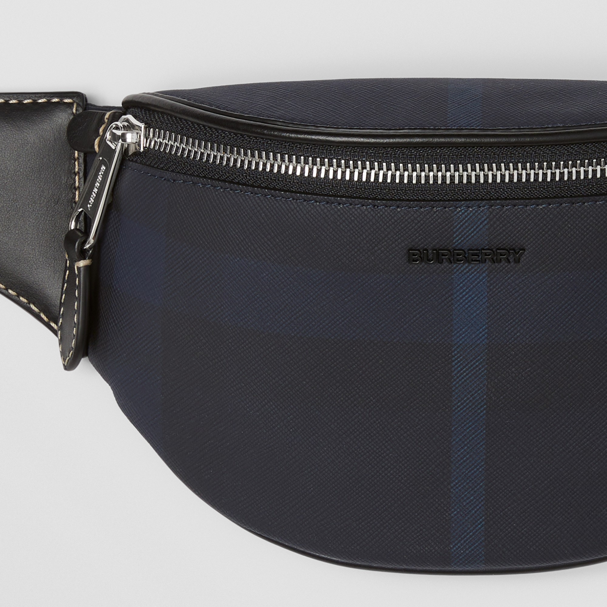 Exaggerated Check and Leather Mini Bum Bag - 2