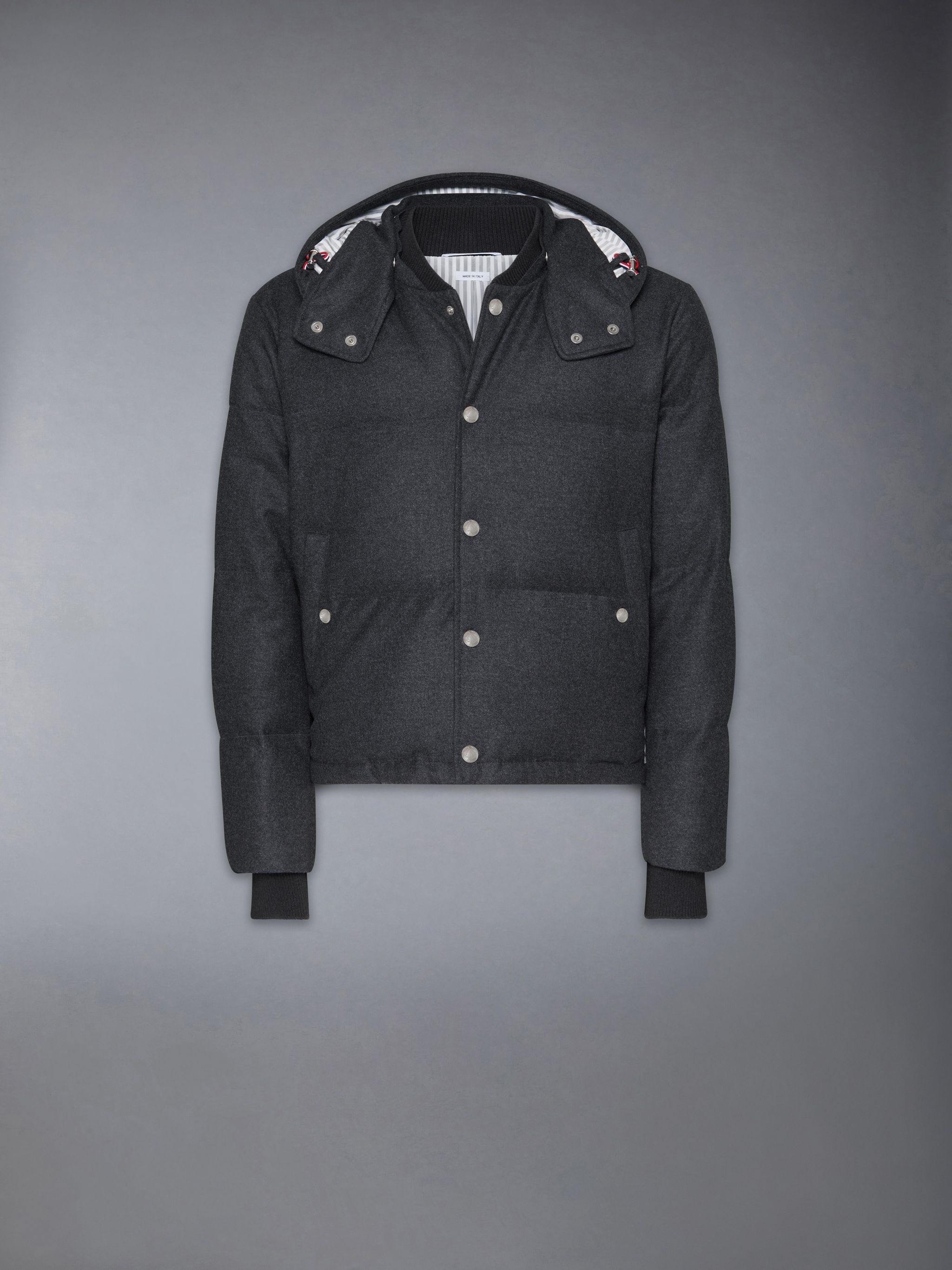 Wool Flannel Down Fill Hood Bomber - 9