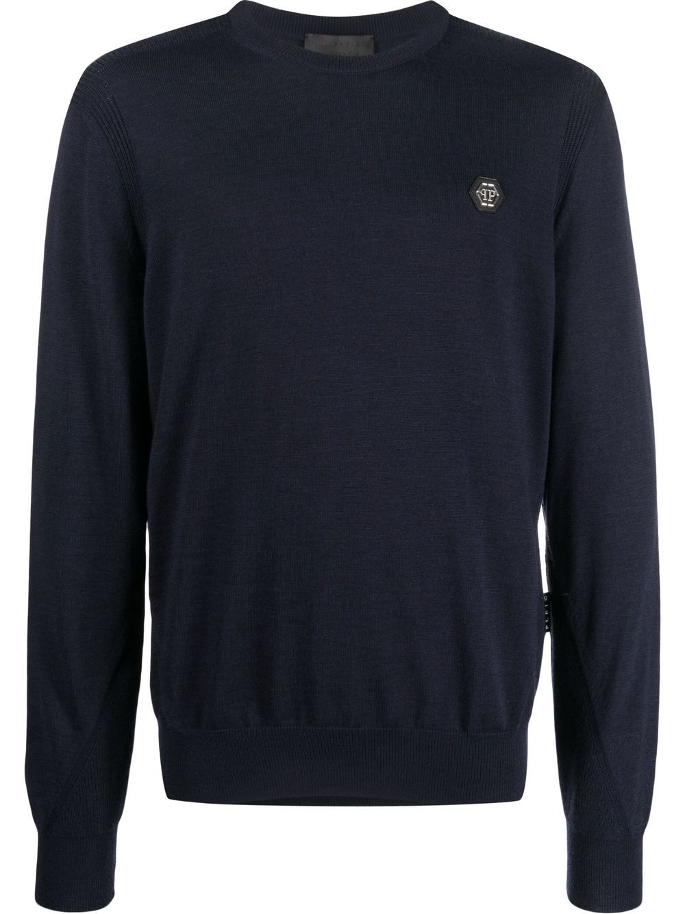 logo patch merino wool jumper - 1