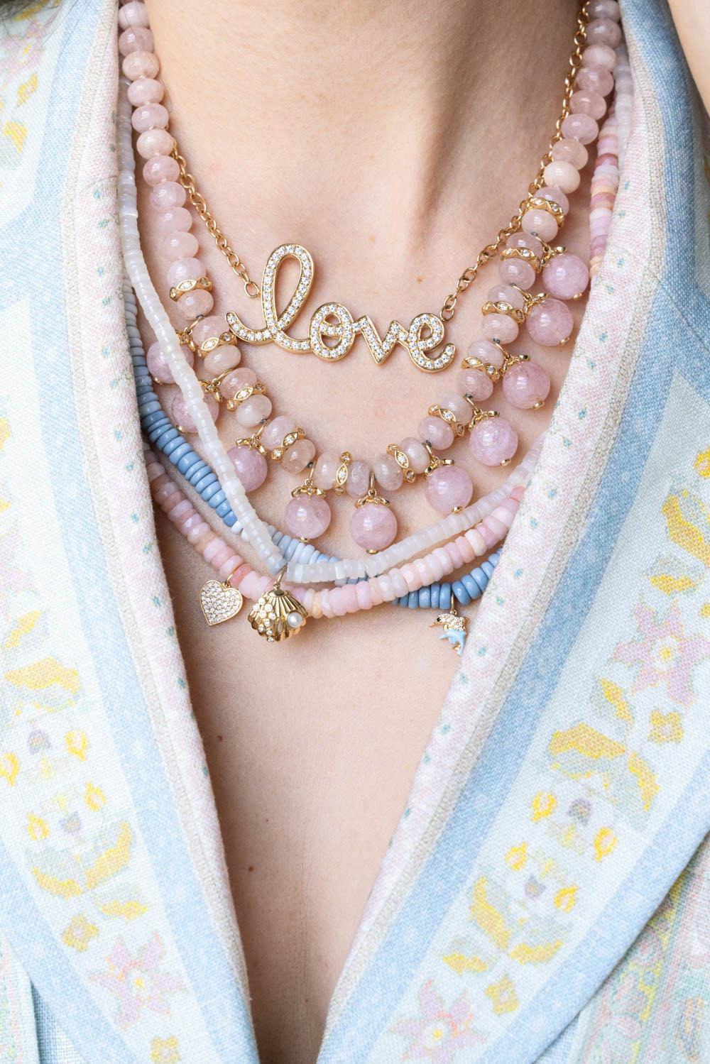 Diamond Supersize Script Love Necklace - 2