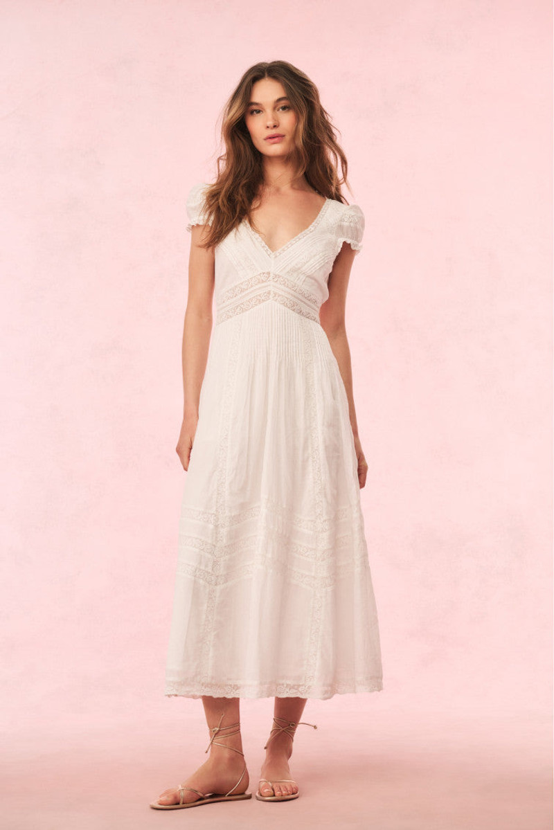 LoveShackFancy Suvi Cotton Midi Dress outlook