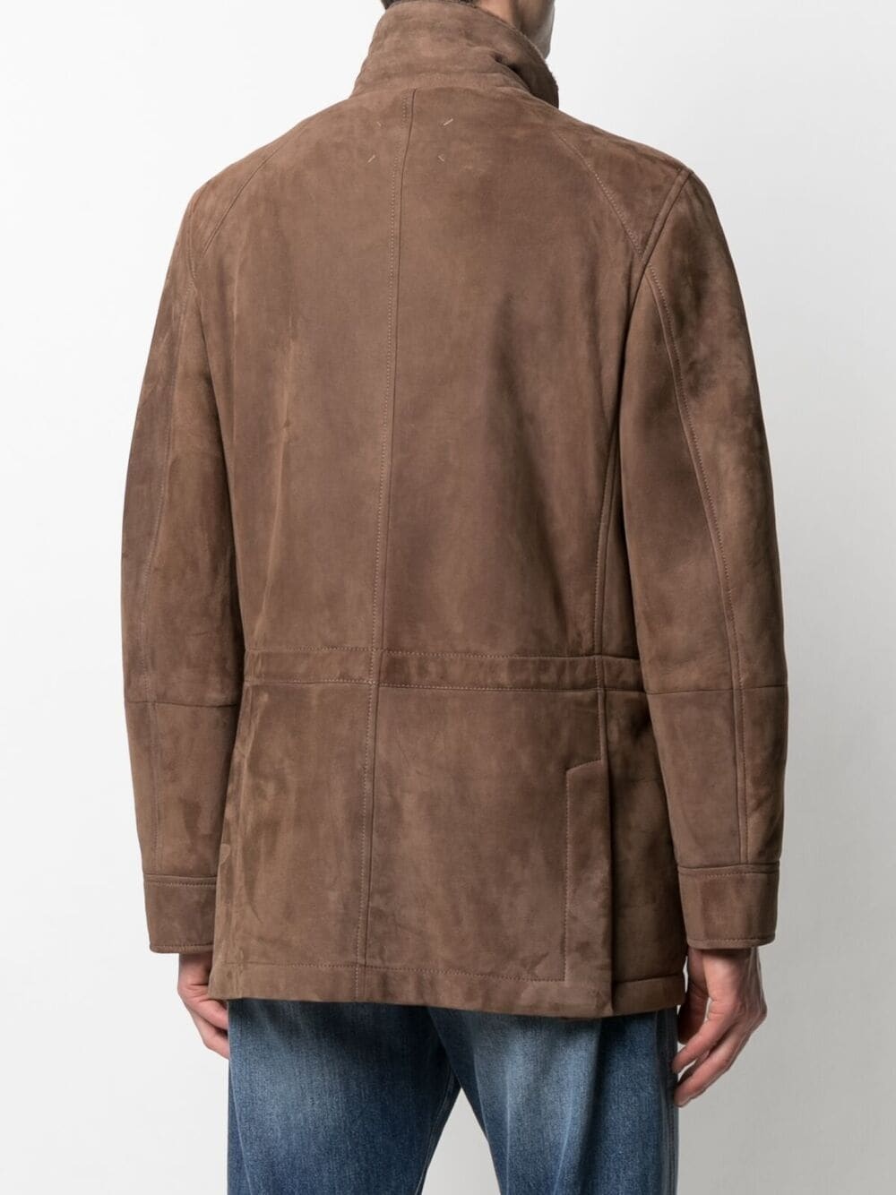 single-breasted suede jacket - 4