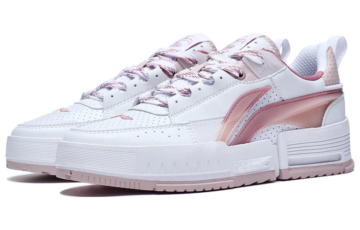(WMNS) Li-Ning Casual Skate Shoes 'White Pink' AGCT136-3 - 4