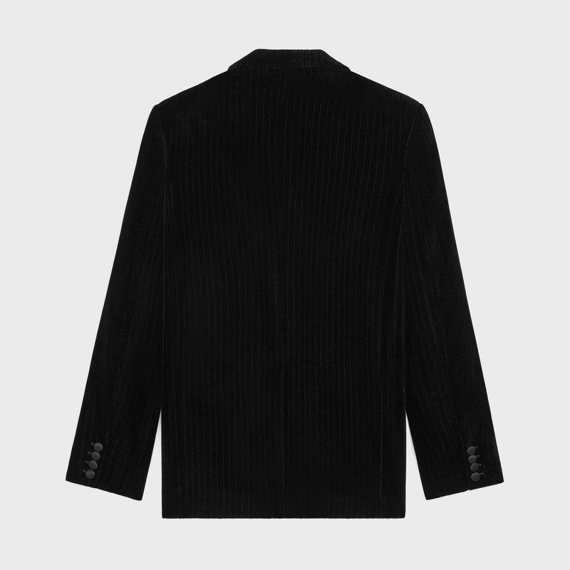 CELINE classic tux jacket in striped velvet outlook