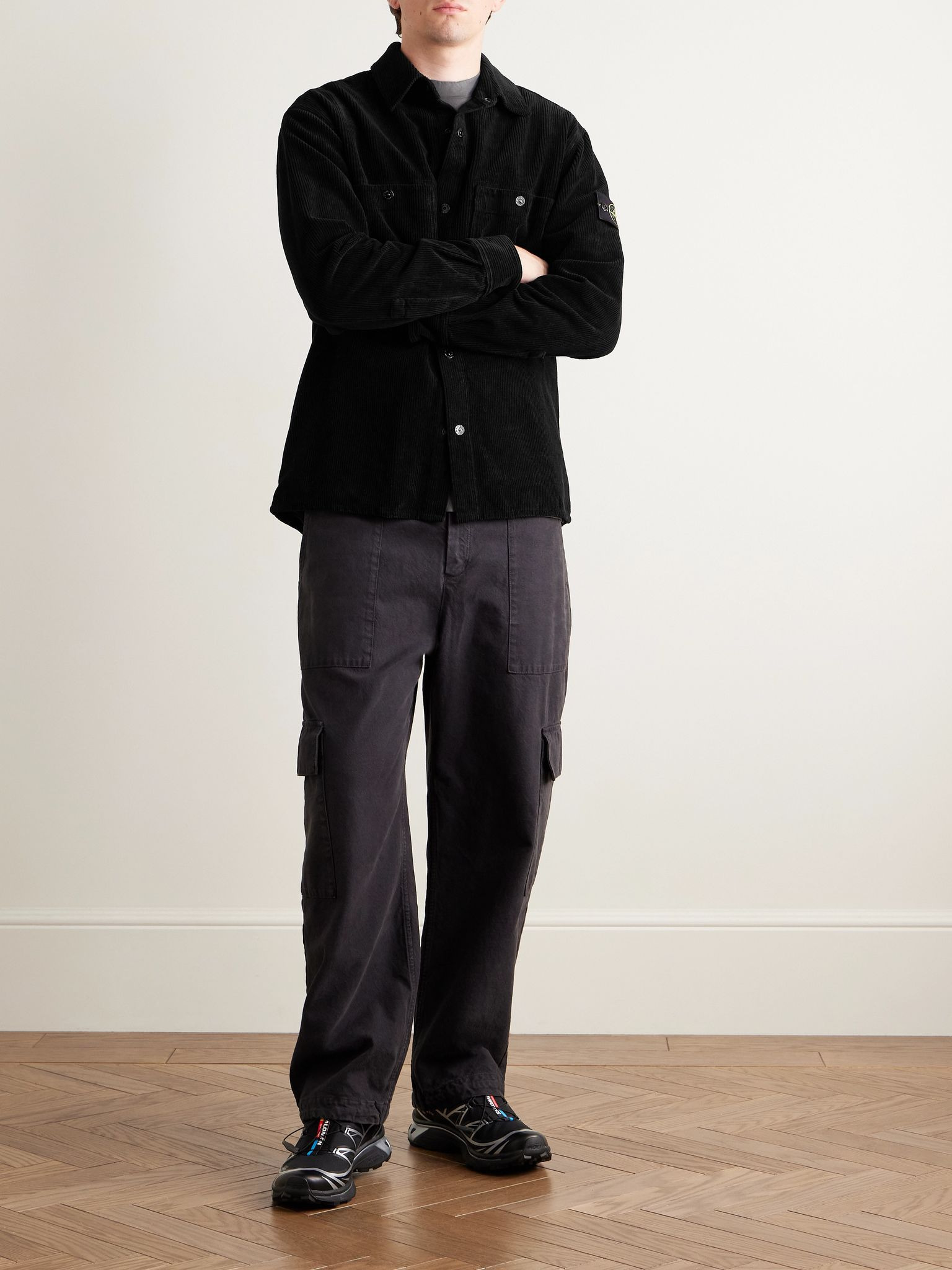 Logo-Appliquéd Cotton-Corduroy Overshirt Black - 2