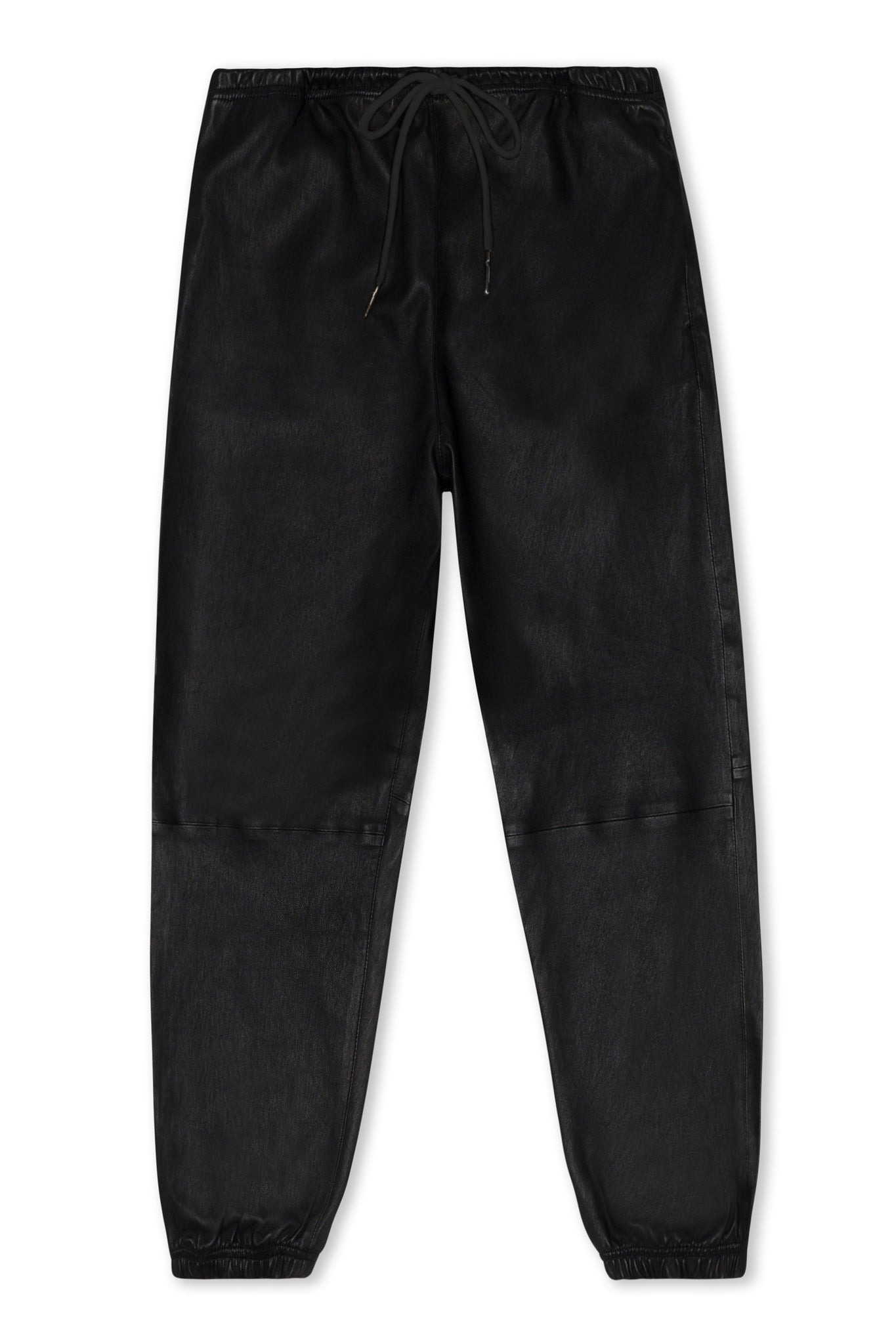 BLACK LEATHER SWEATPANTS - 6