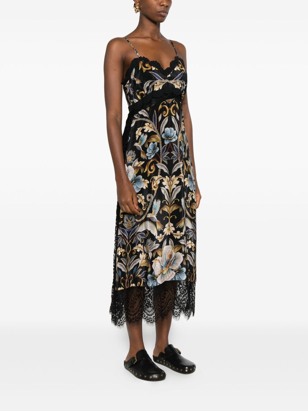 Snake Garden-print dress - 3