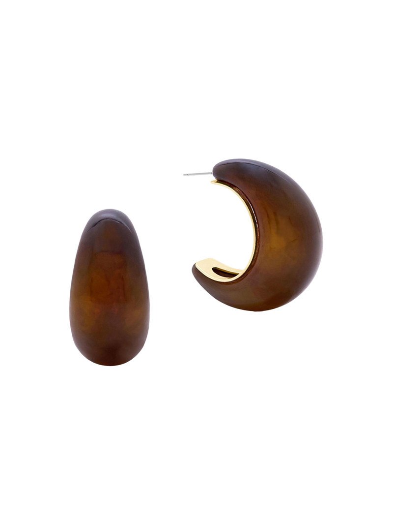Women's Java 14K-Gold-Plated & Resin Domed Hoop Earrings - Gold 1