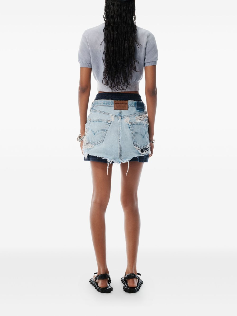logo-embossed cropped knit top - 3