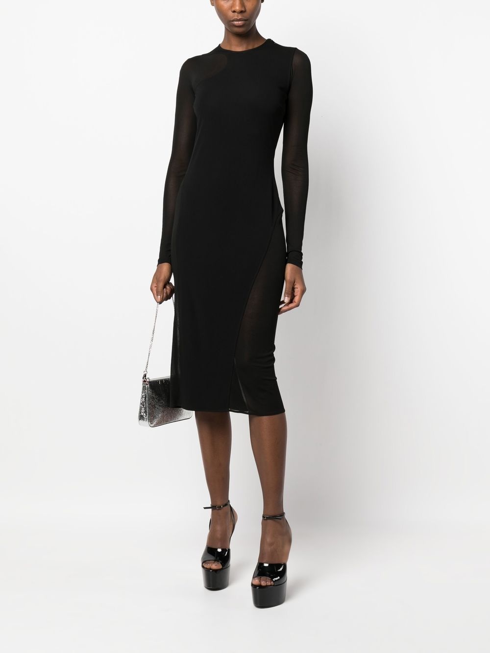 semi-sheer panelled midi dress - 2