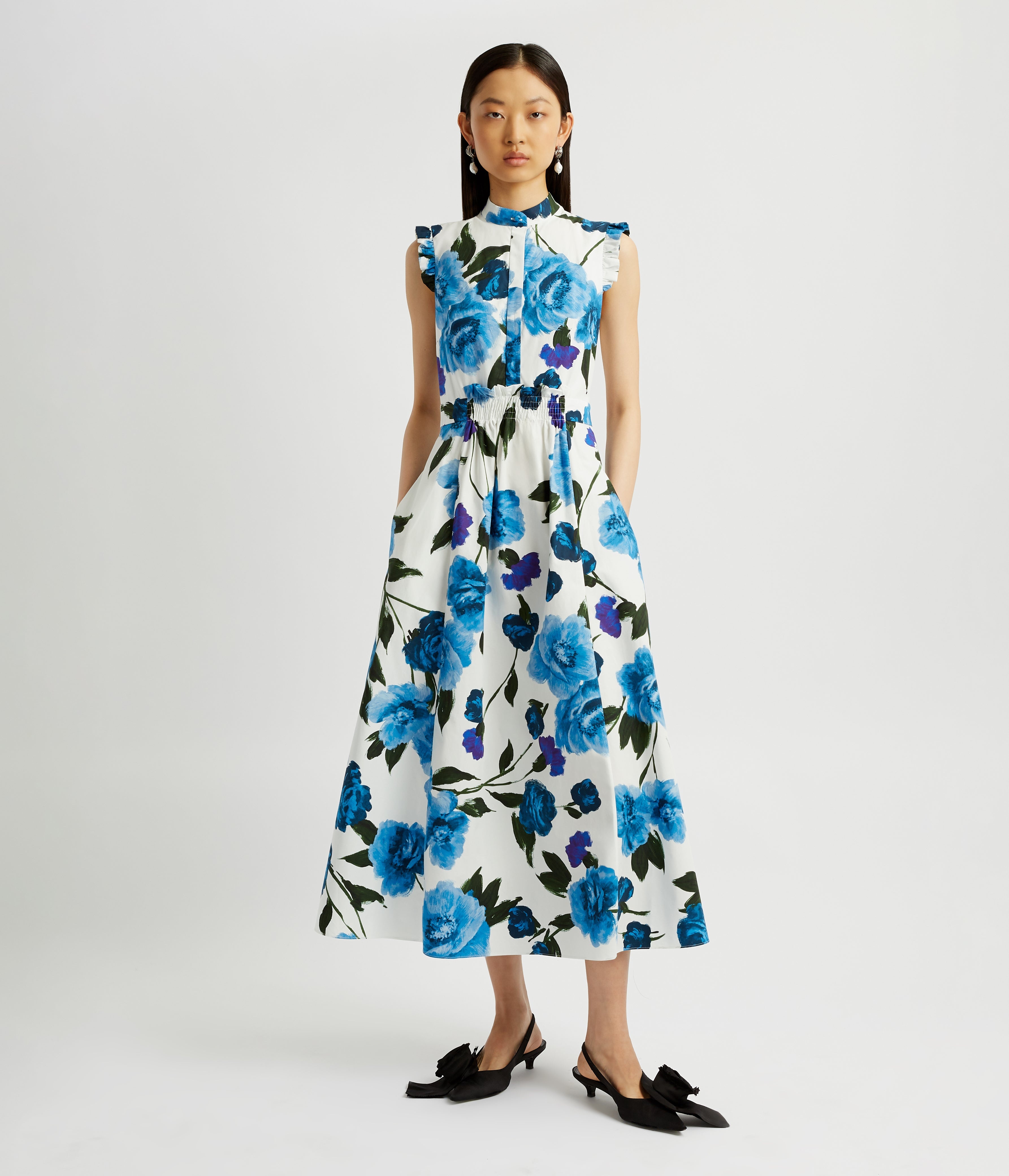 SLEEVELESS MIDI DRESS WITH FULL SKIRT - 4