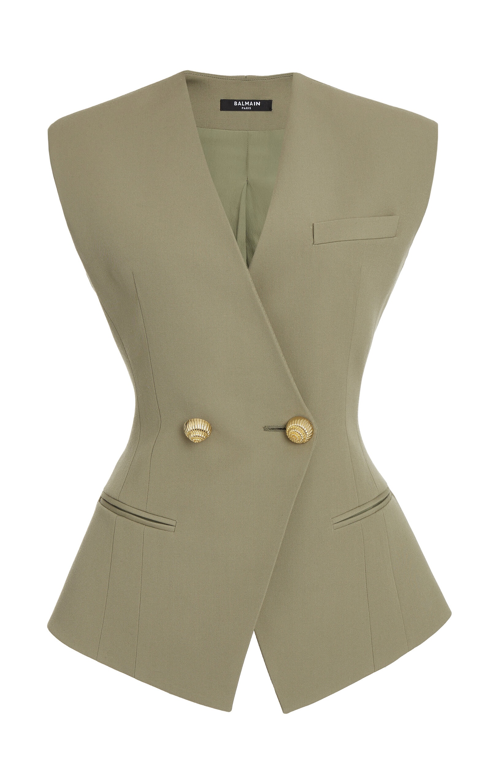 Tailored Grain Du Poudre Wool Vest green - 1