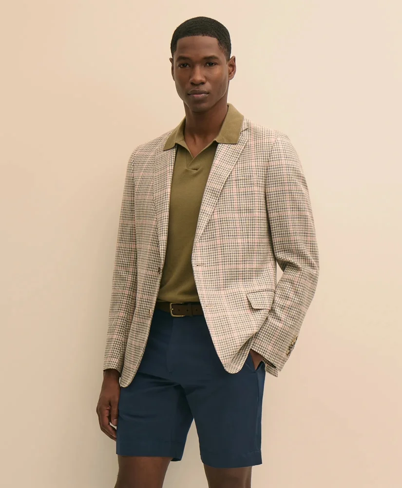 Classic Fit Cotton-Silk-Linen Gingham 1818 Sport Coat - 1