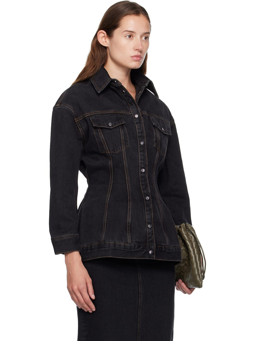 Black Denim Contour Jacket - 2