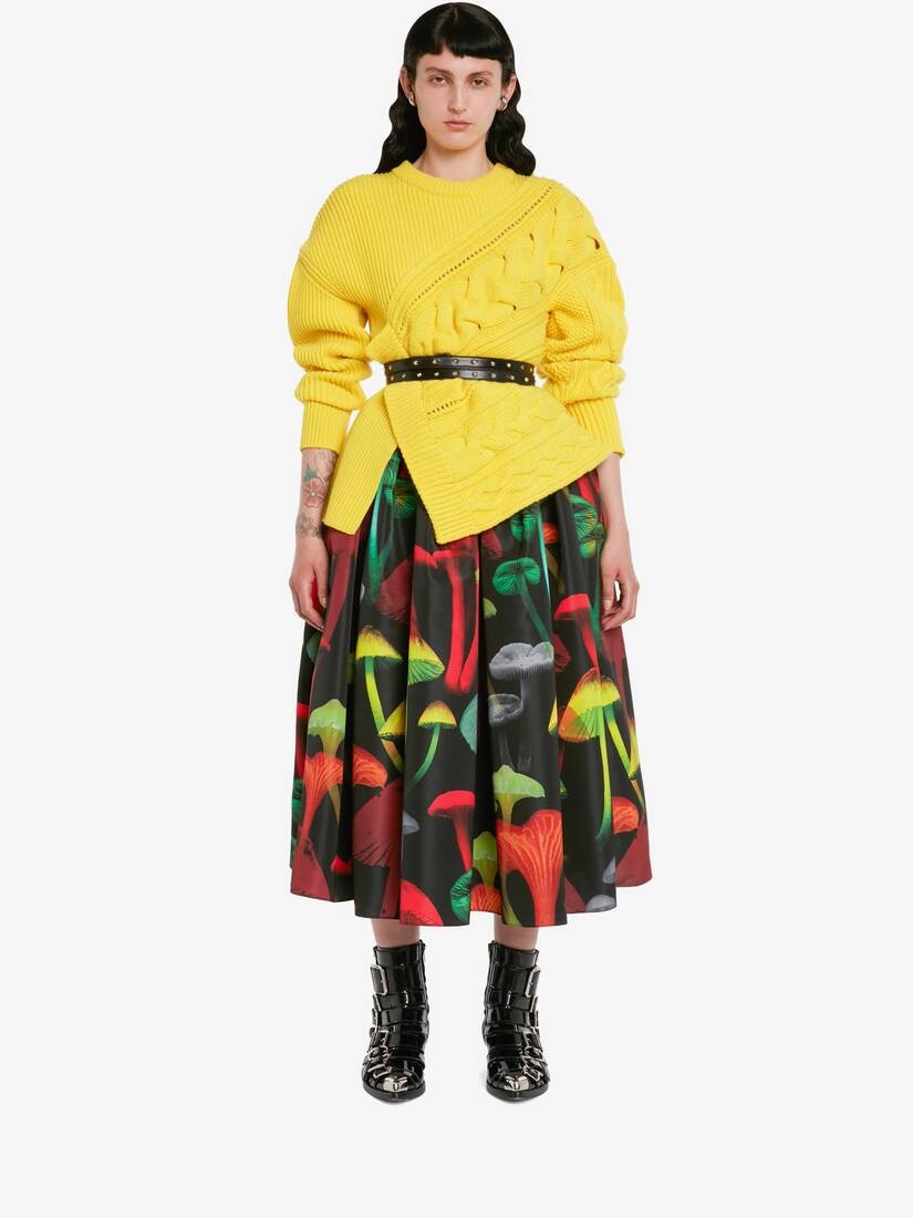 Women's Pieced And Patched Twisted Jumper in Bright Yellow - 2