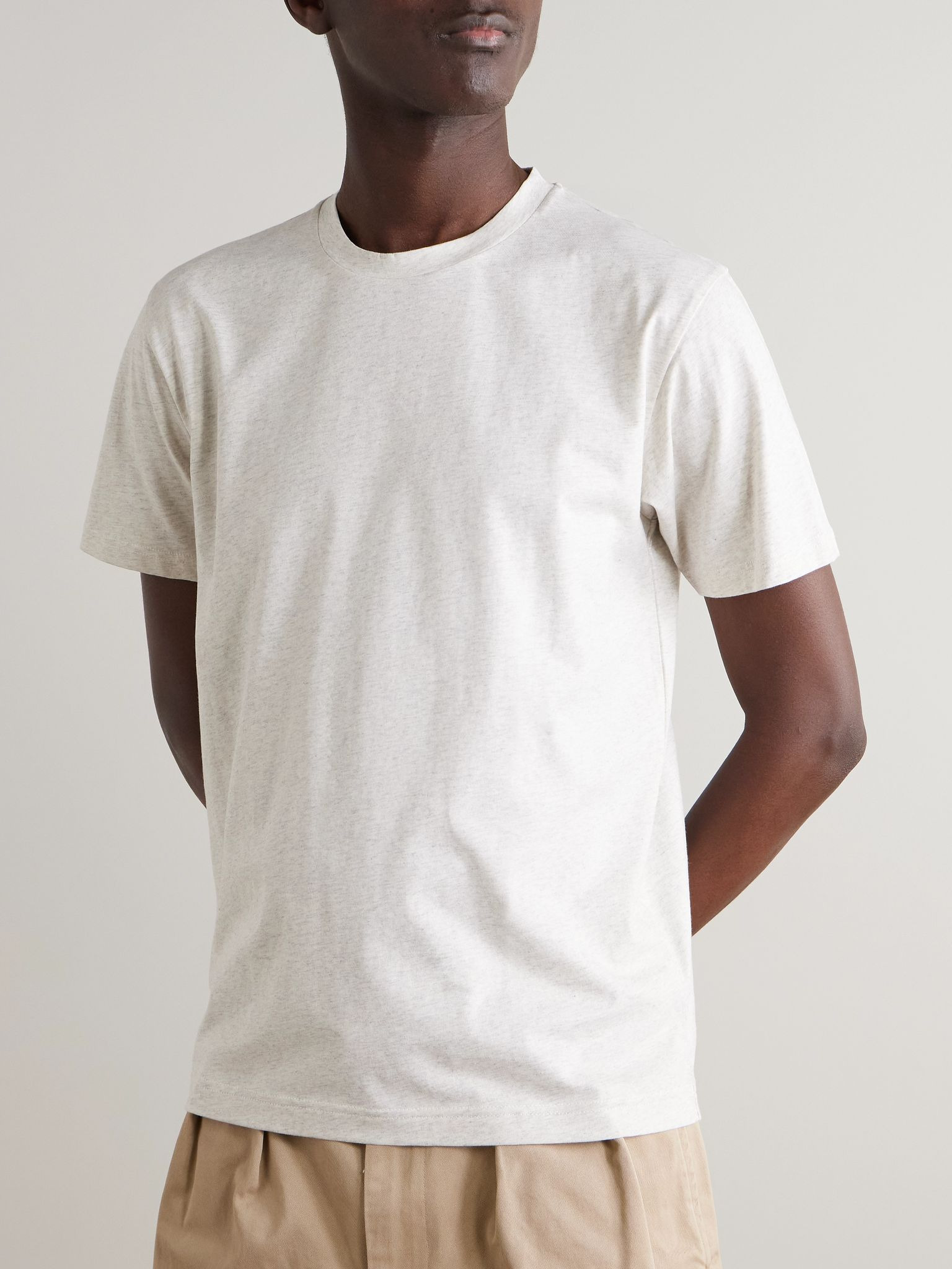 Riviera Cotton-Jersey T-Shirt Cream - 3