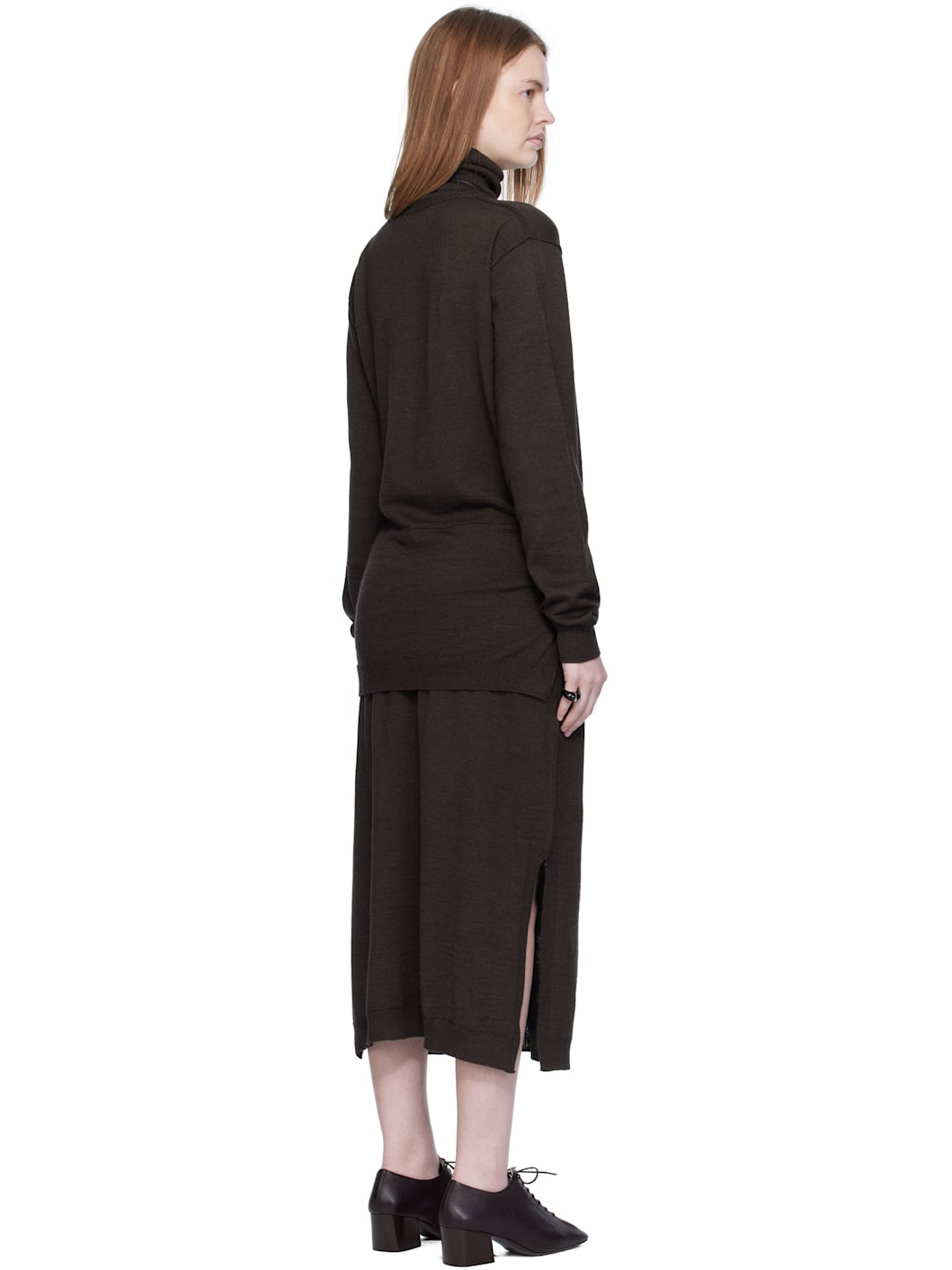Brown Trompe L'oeil Midi Dress - 3