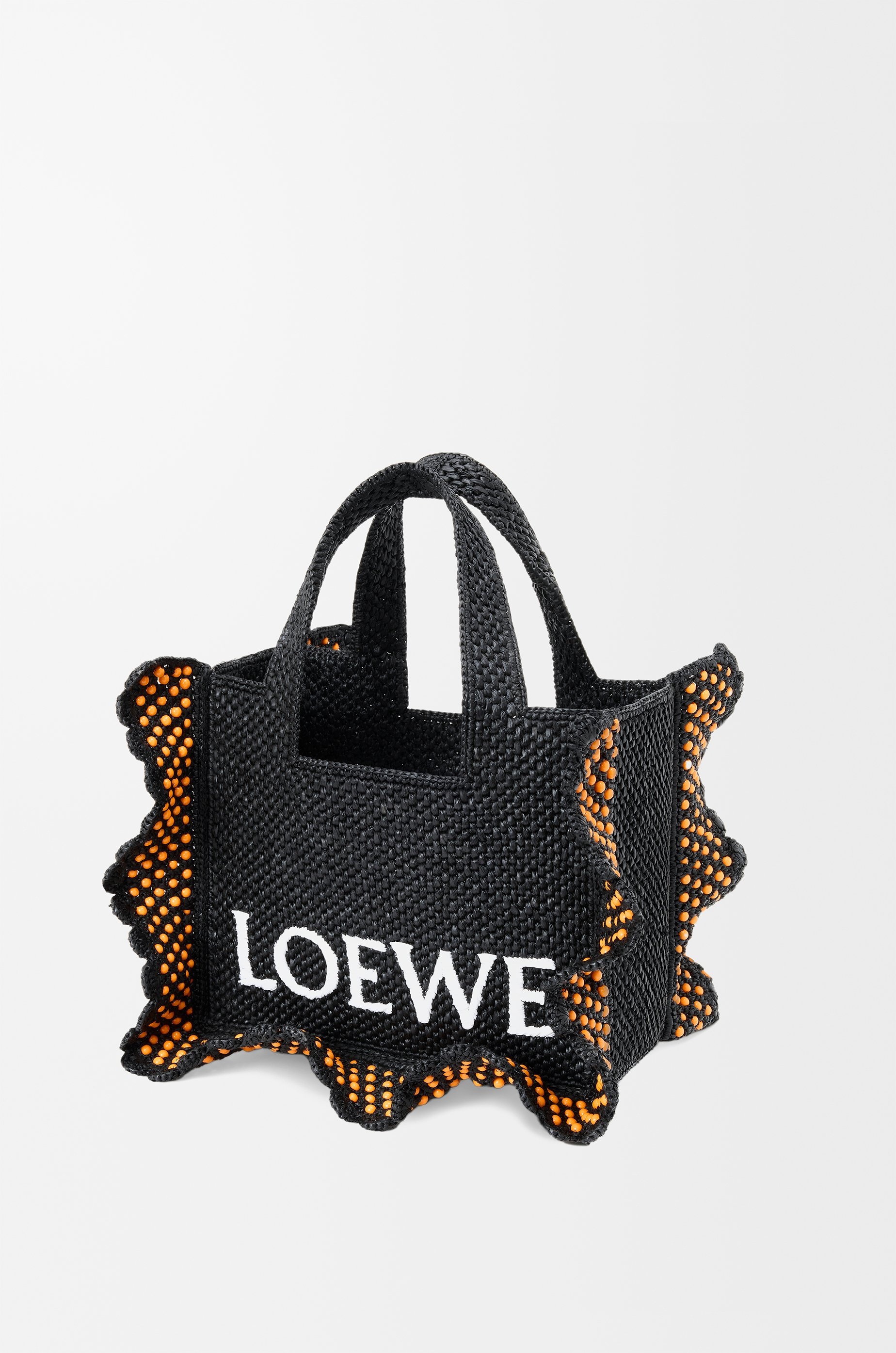 Small LOEWE Font tote in raffia - 4