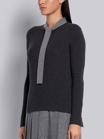 Thom Browne Dark Grey Cashmere Rib Neck Tie Crewneck Pullover outlook