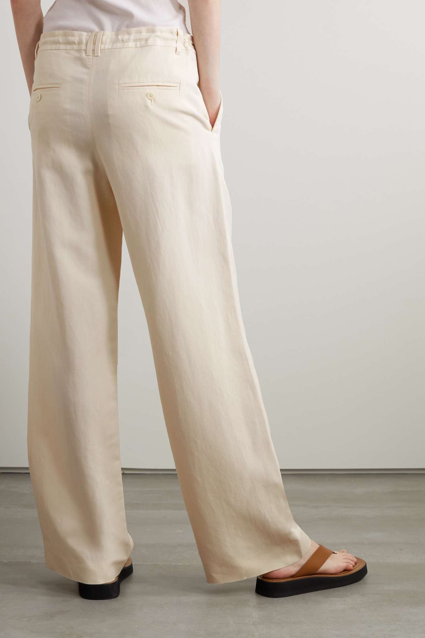 Dandy silk and linen-blend canvas wide-leg pants - 3