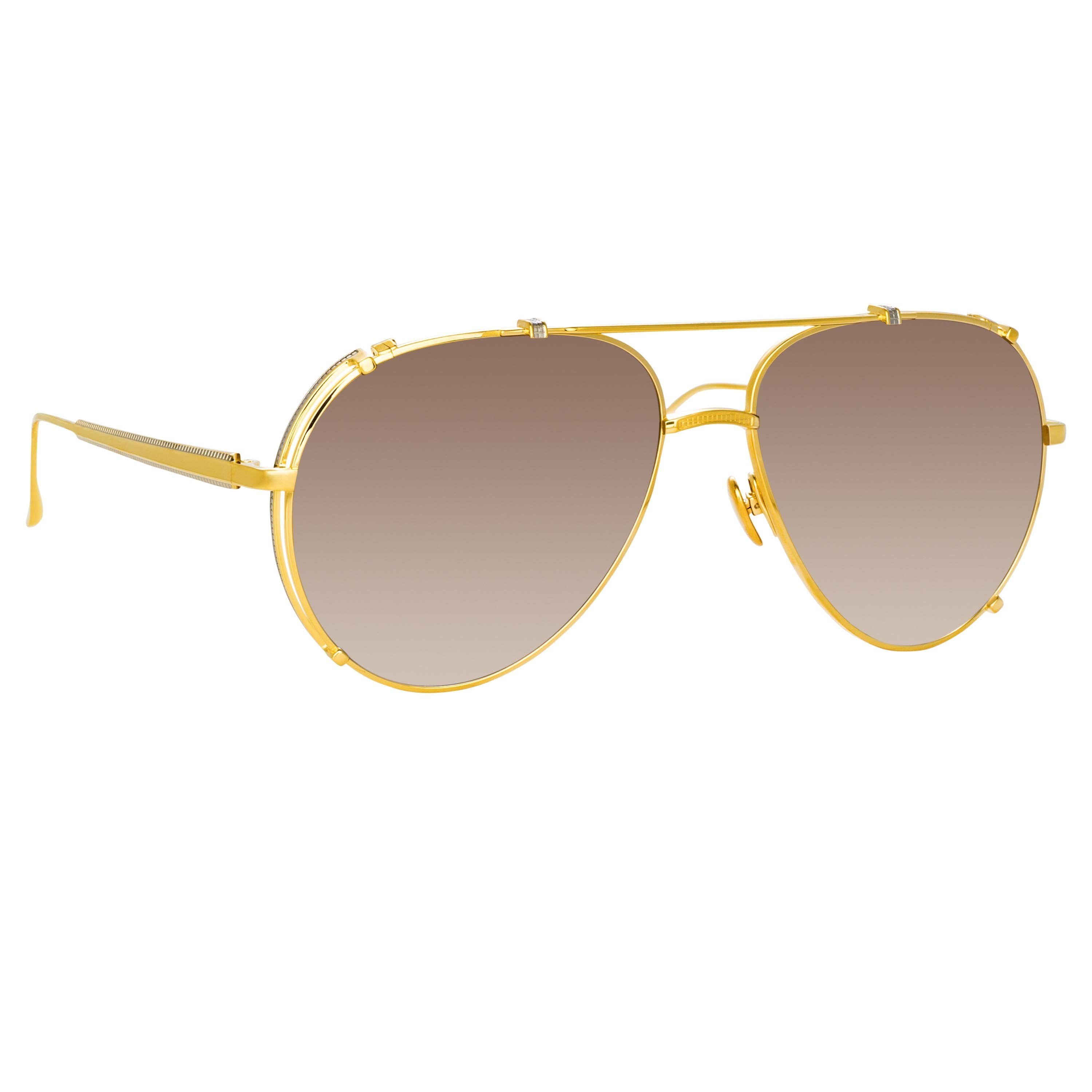NEWMAN AVIATOR SUNGLASSES IN YELLOW GOLD - 2