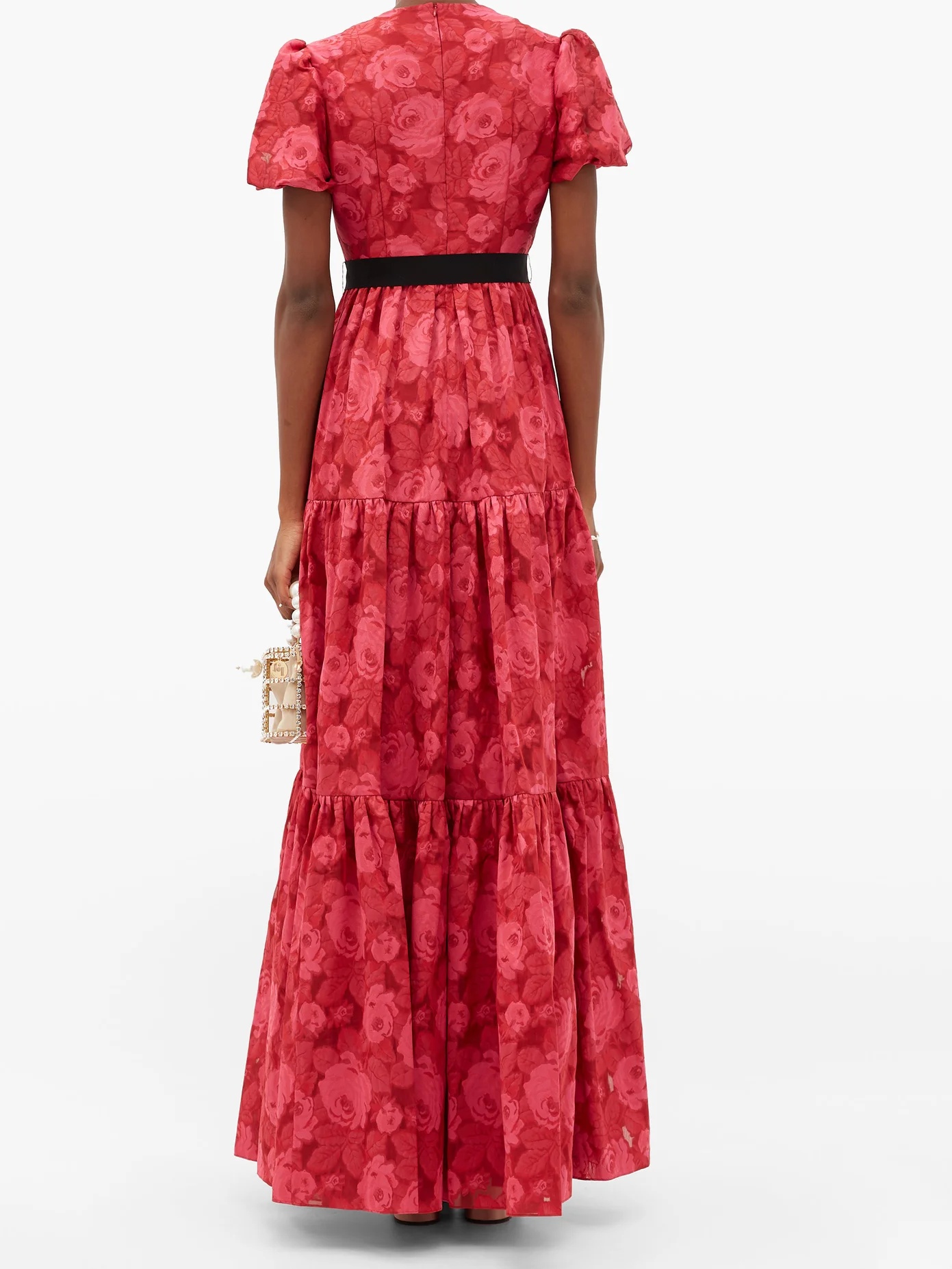 Trin tiered floral-jacquard satin gown - 5