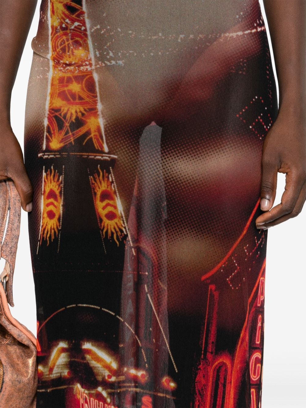 Jean Paul Gaultier Pigalle-print mesh maxi dress | farfetch