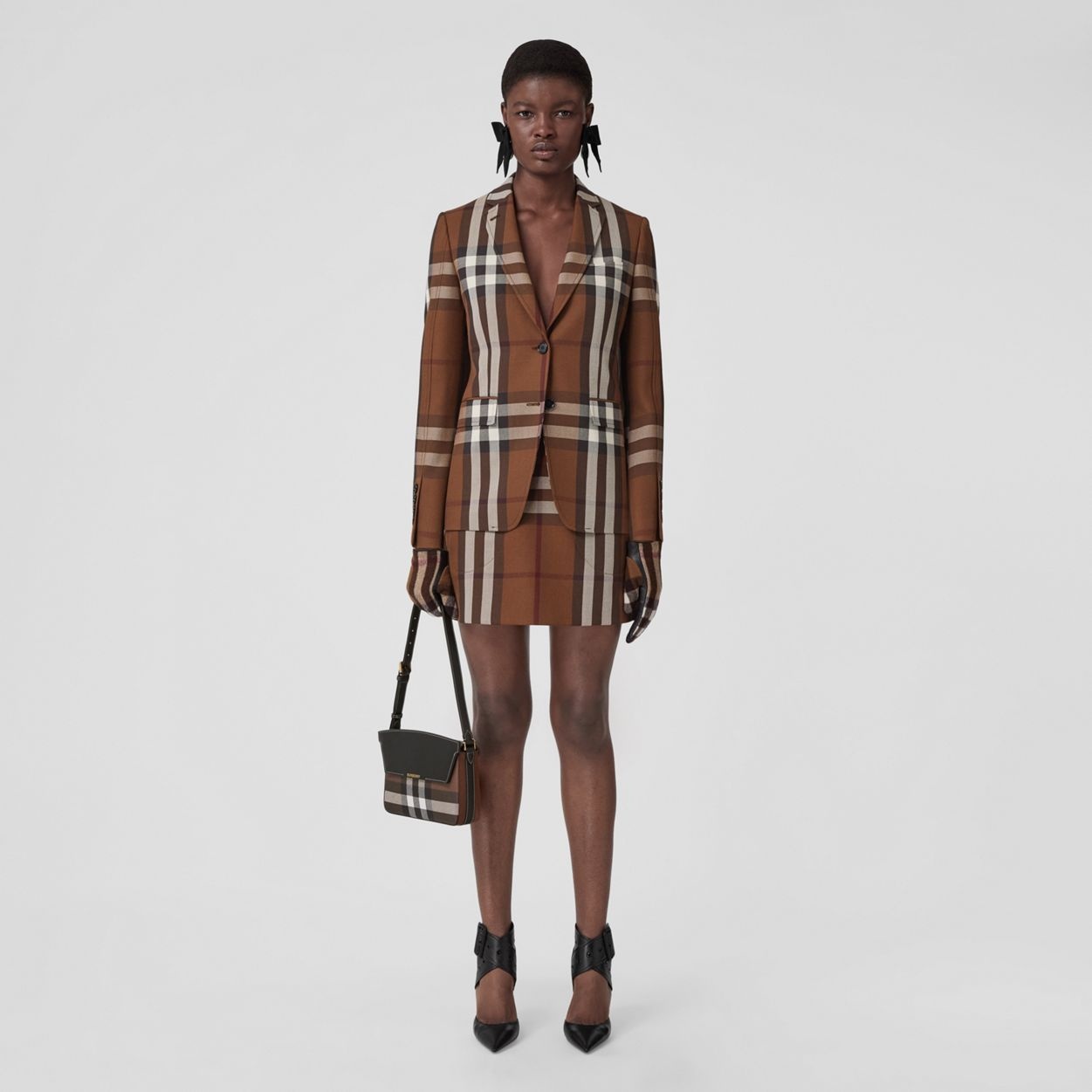 Check and Leather Catherine Shoulder Bag - 8