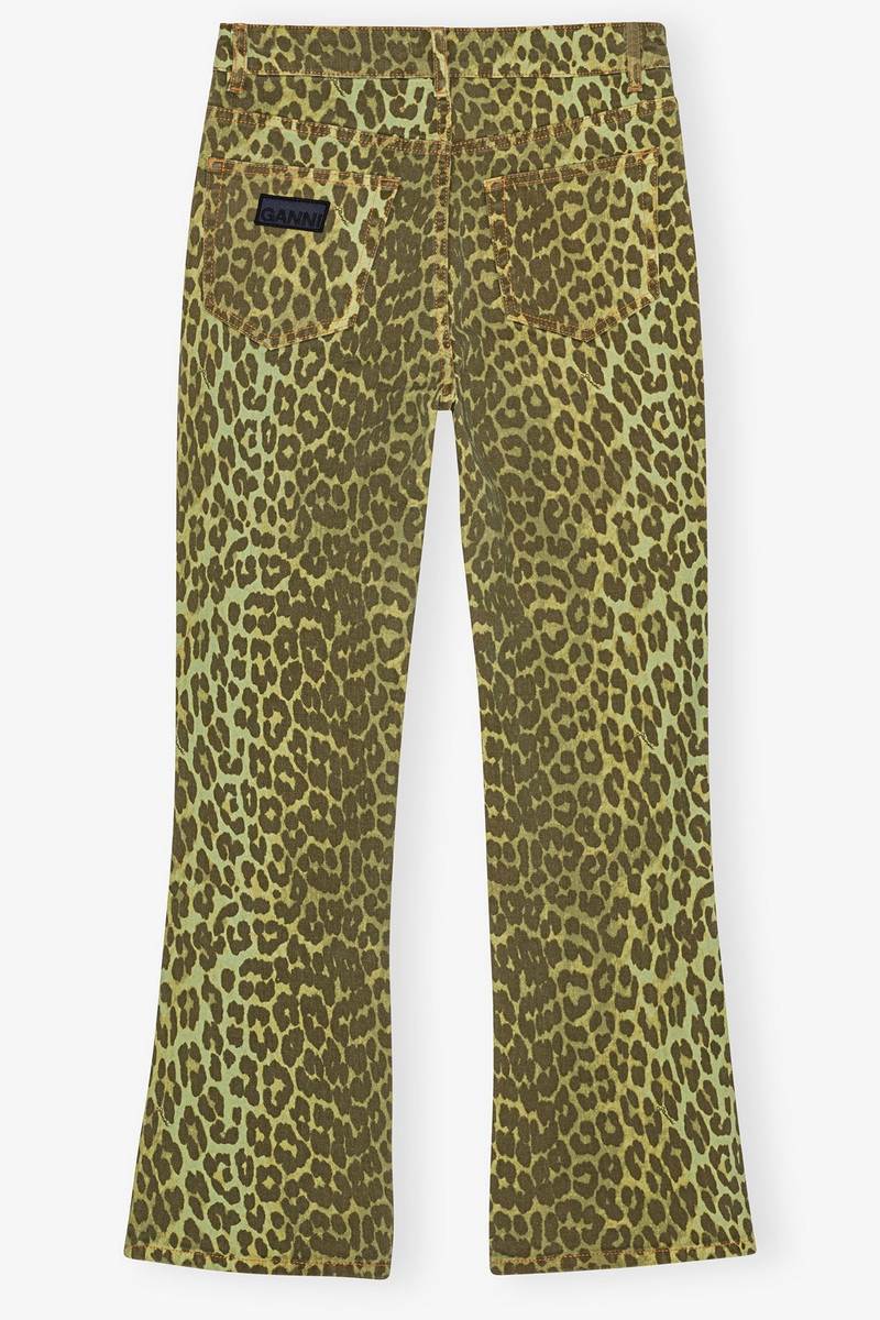 GANNI GREEN LEOPARD BETZY CROPPED JEANS outlook