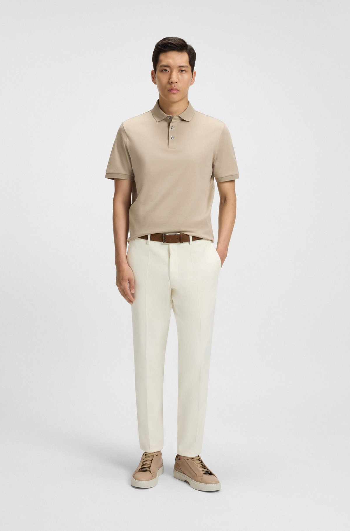 SLIM-FIT TROUSERS IN STRETCH DOUBLE-FACED FABRIC - 3