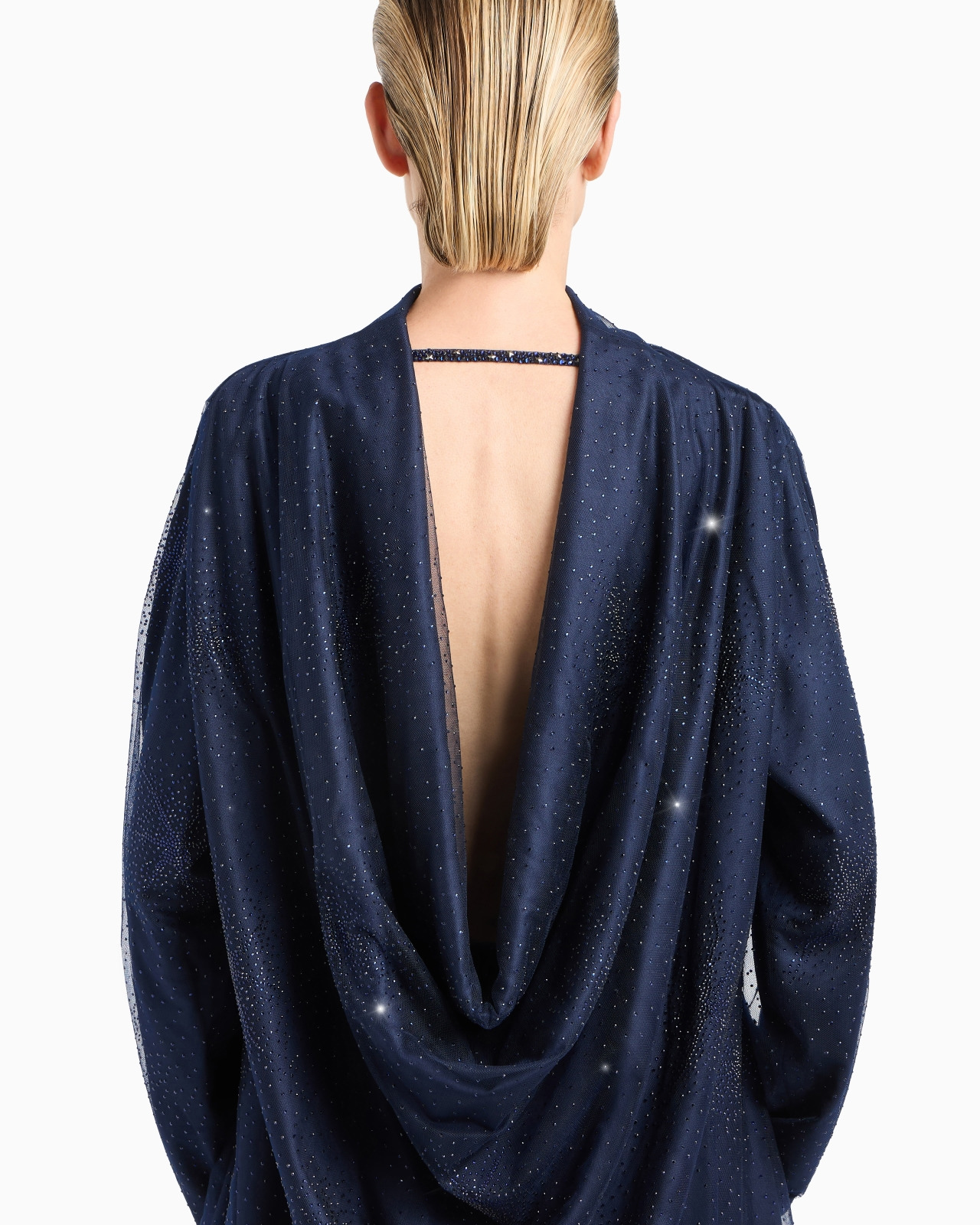 SILK BLOUSE WITH RHINESTONE EMBROIDERY - 5