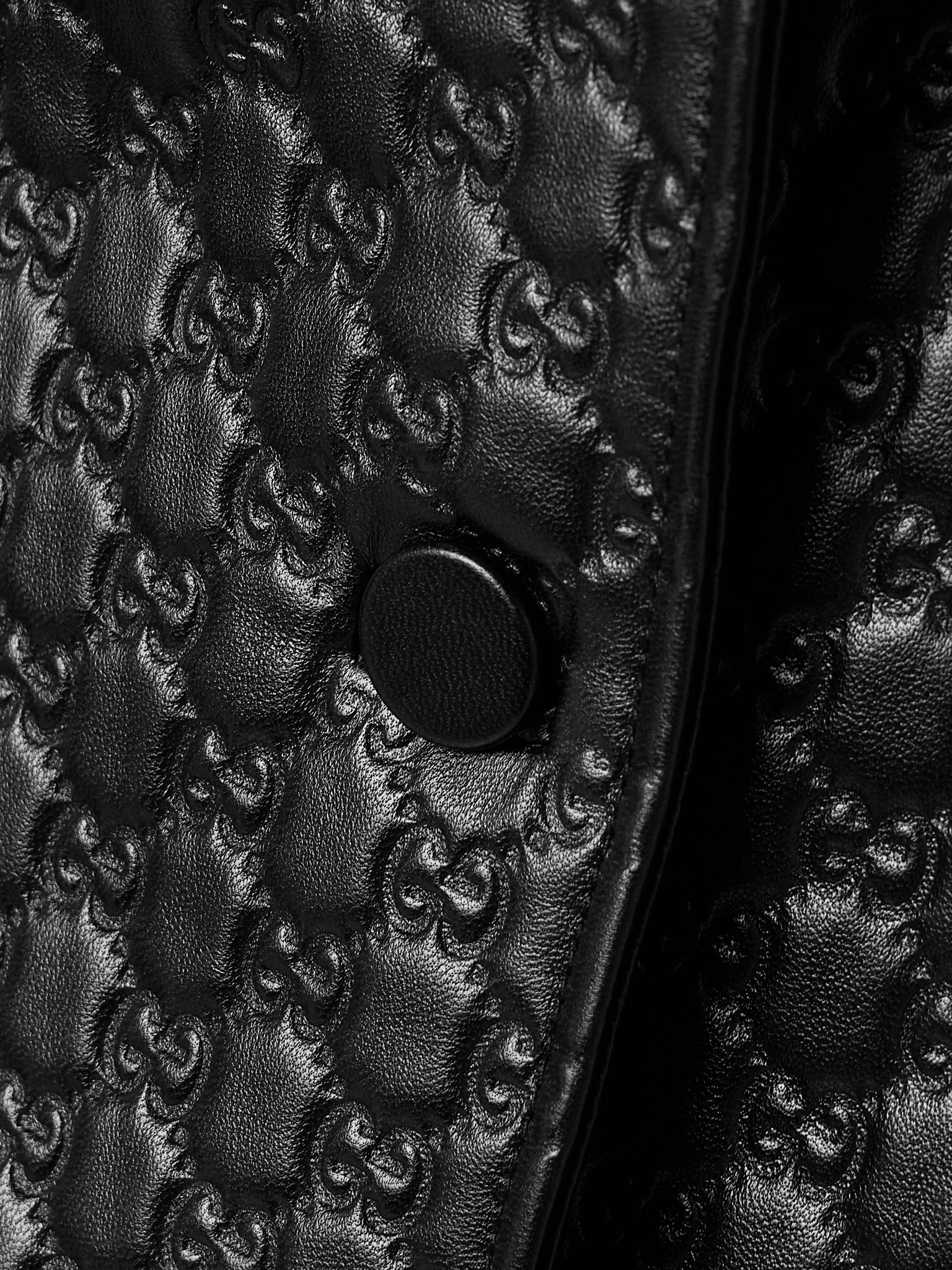 Debossed leather jacket Black - 4