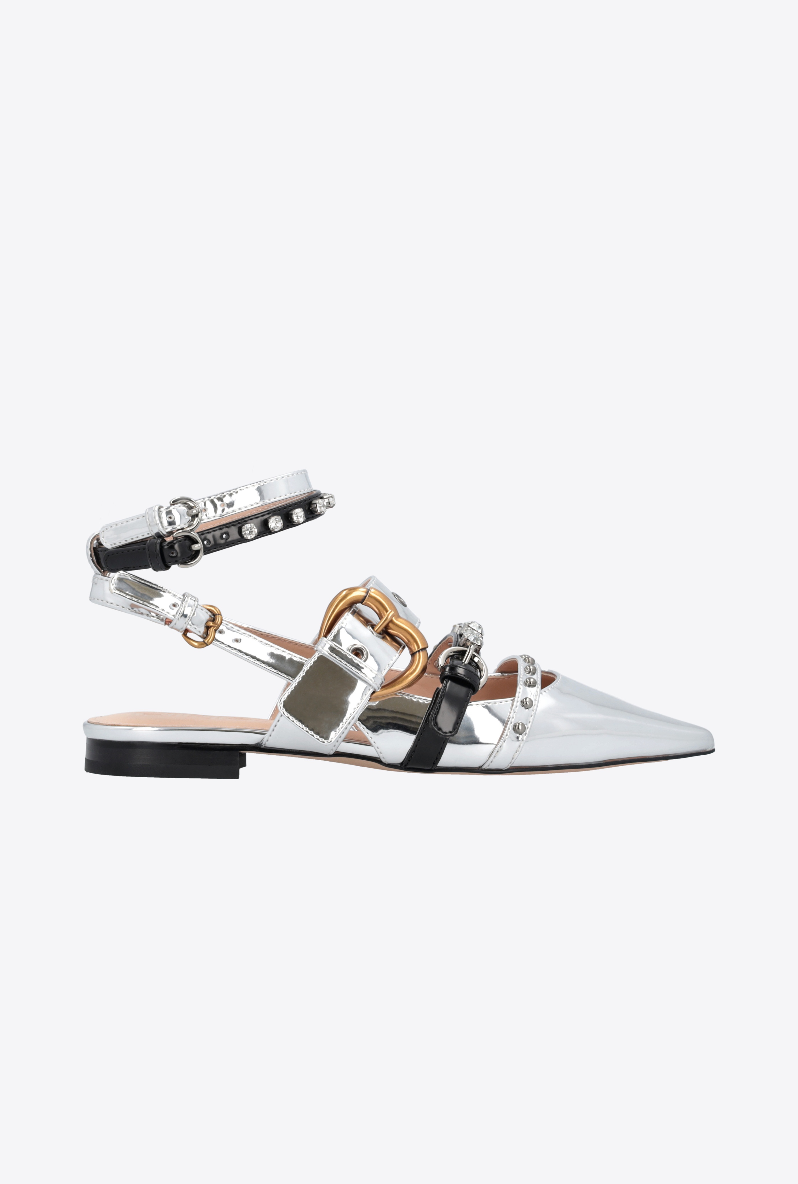 LAMINATED POINTED-TOE SLINGBACKS WITH RHINESTONES - 1